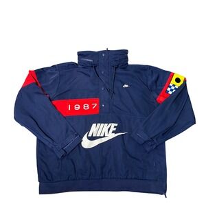 NIKE NSE REISSUE WALLIWAW Large JACKET ARCHIVES 1987 Rare Dark Blue 1/2 Pullover